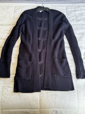 SO Black Open-Front Cable Knit Cardigan